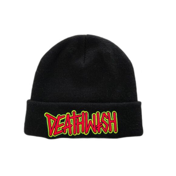 Death Wish Beanie Unisex Beanie One Size Black Skate Streetwear - Picture 1 of 3